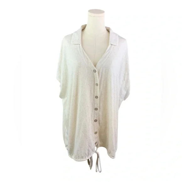 Como Blu Women Oatmeal Blouse with‎ Tie at Bottom (Size 3X) - Picture 1 of 2